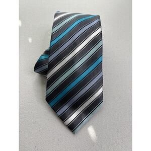 Alexander Julian Colours Gray, Blue Striped Pattern Handmade Tie NWOT